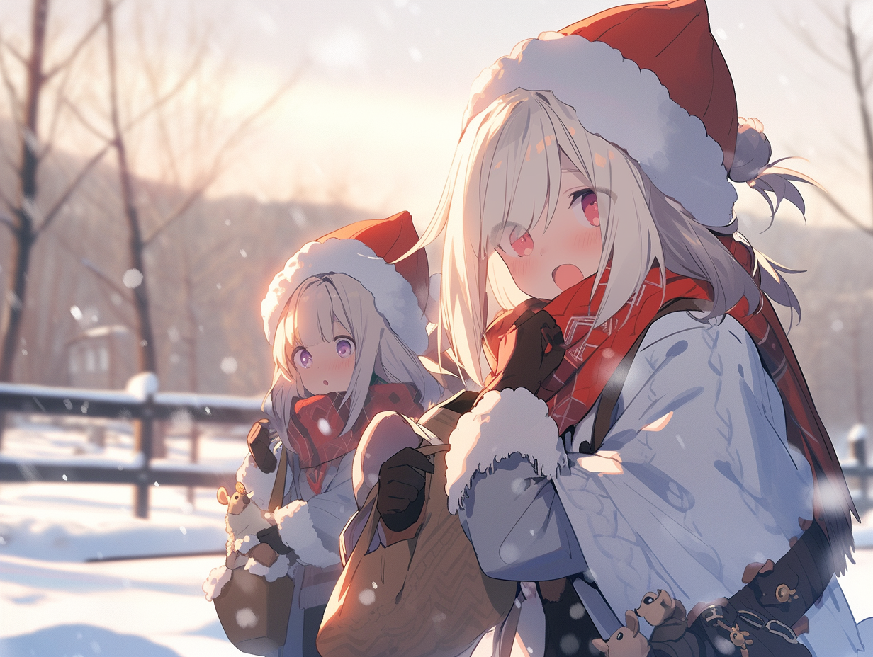 Anime Sisters of Gagi in Snow Scene