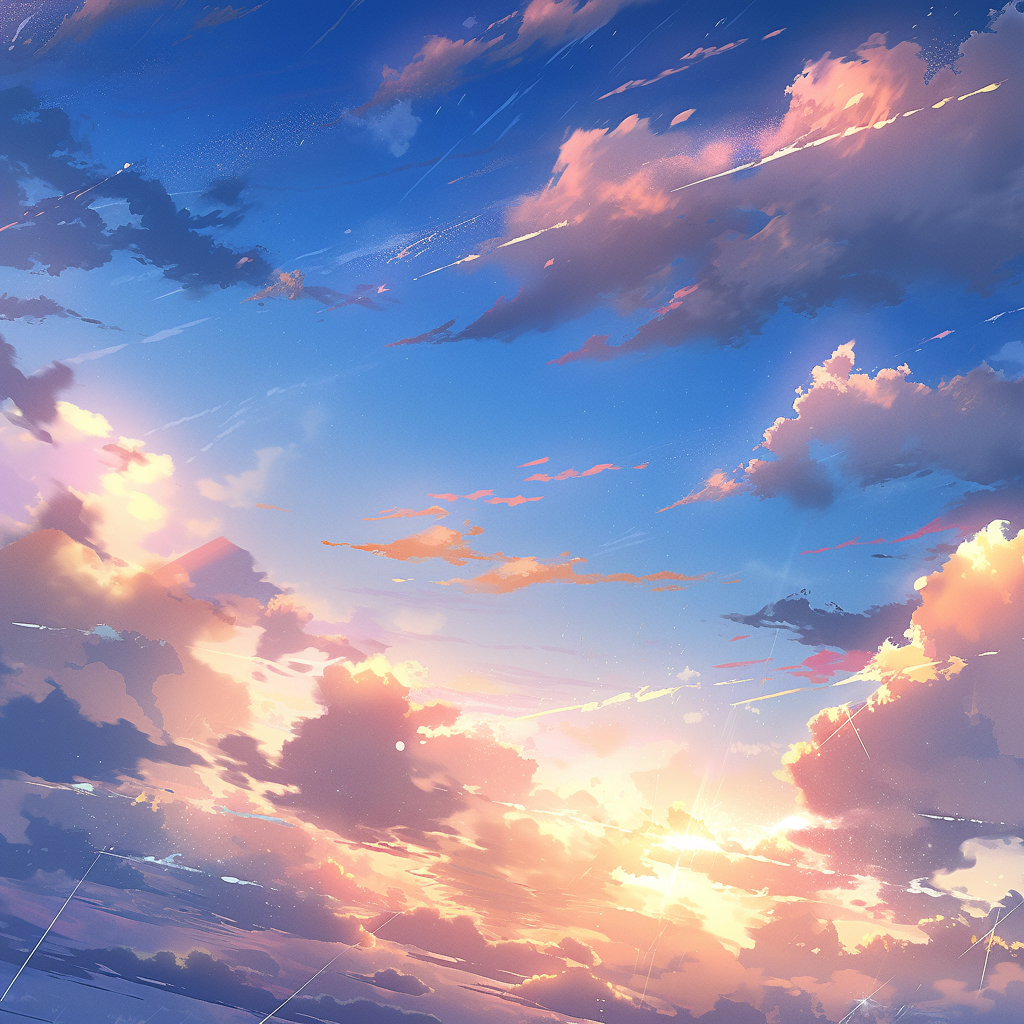 Beautiful anime sky with vibrant colors