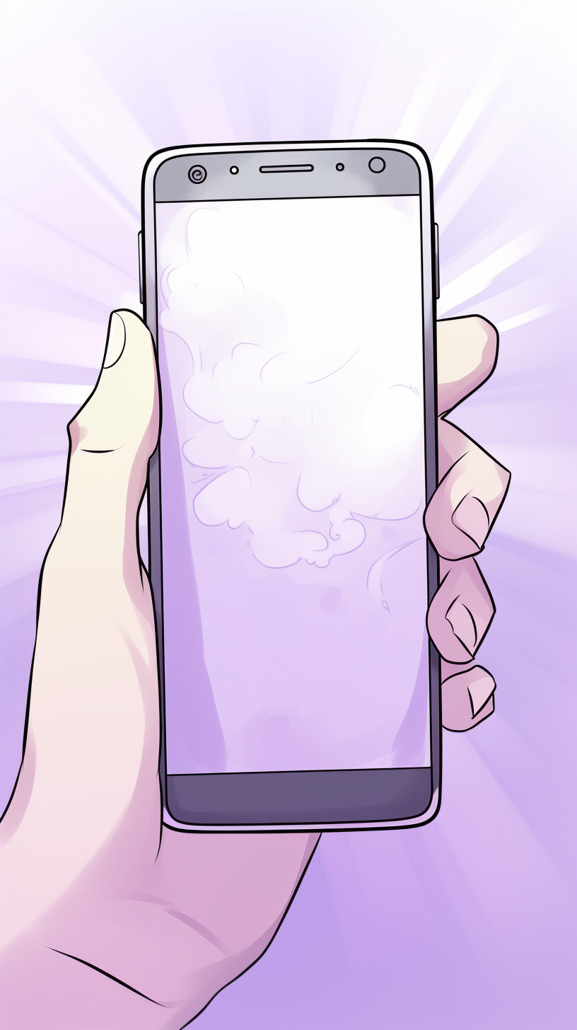 Illustration of anime smartphone with multiple choice question