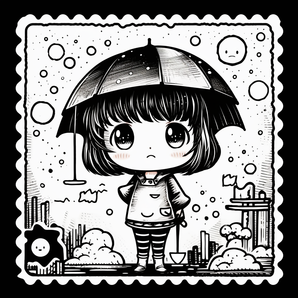 Cute Japanese Anime Stamp Design