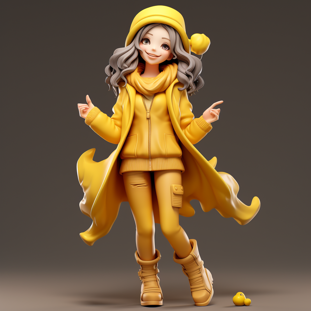 Happily Smiling Woman in Anime-inspired Clay Figure