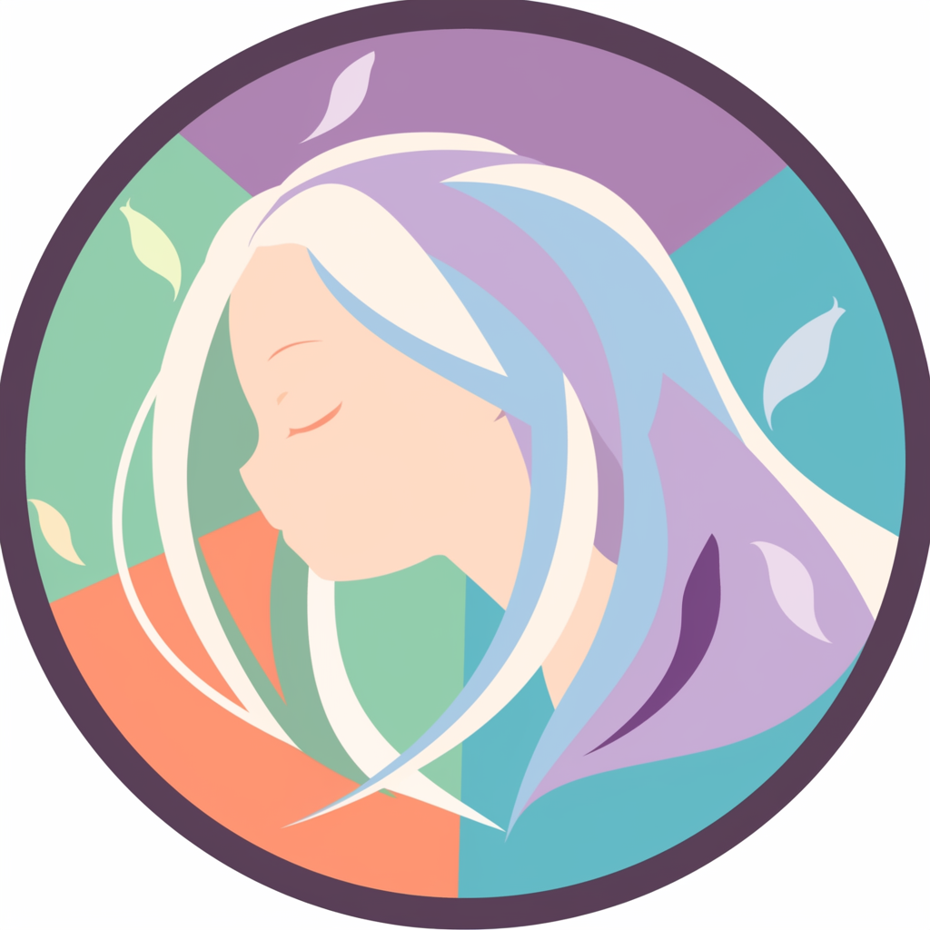 Flat vector logo of woman's head in anime style