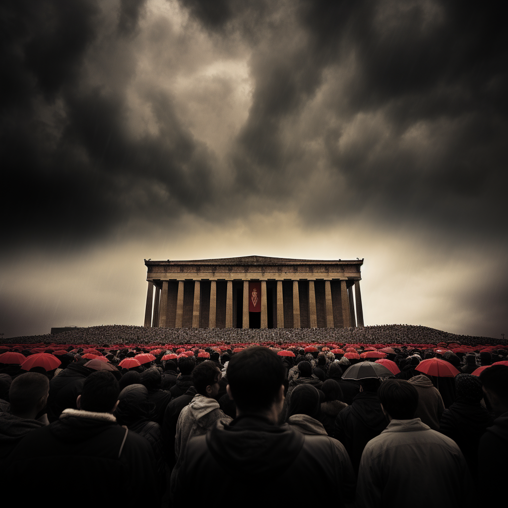 Crowd paying respect at Anıtkabir monument