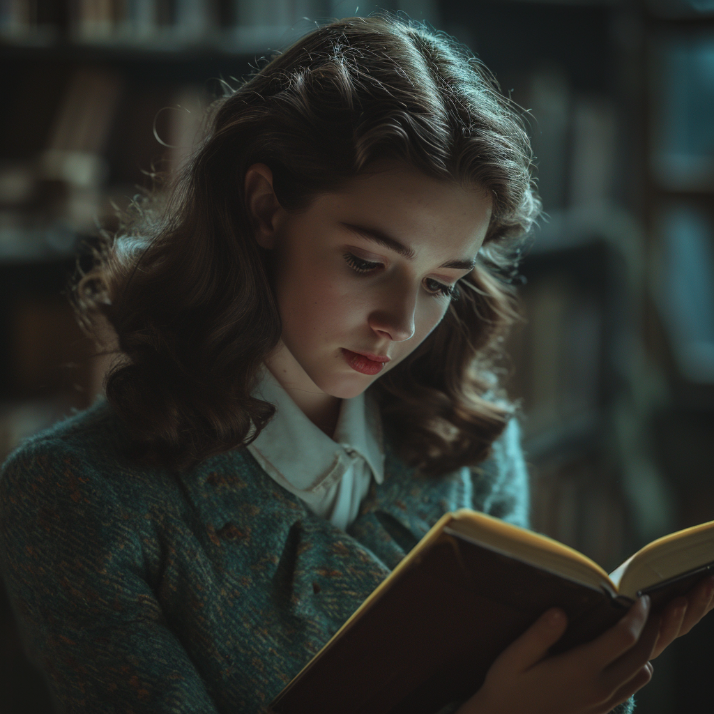Anne Frank writing in her diary