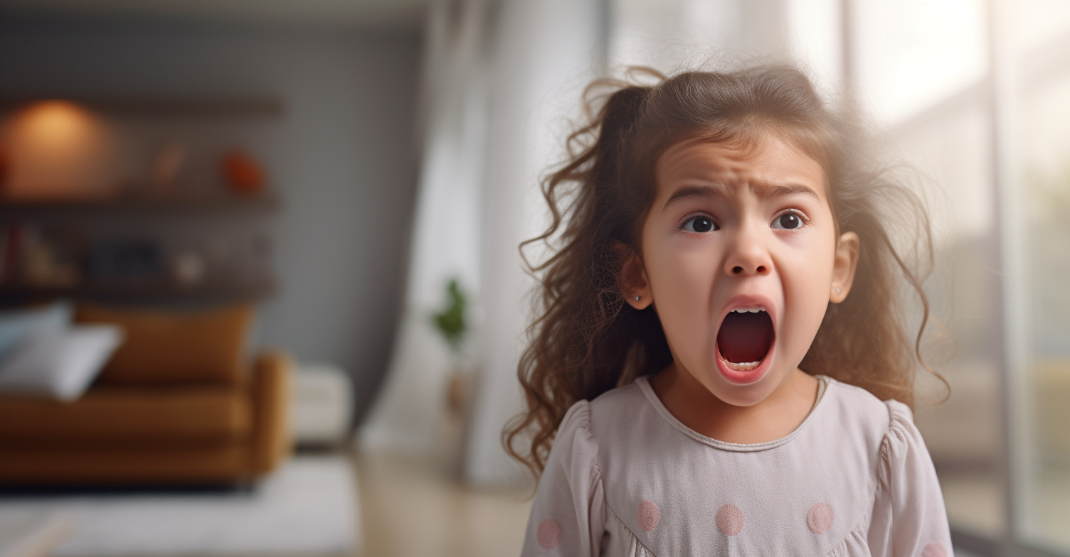 Annoying girl shouting at parents