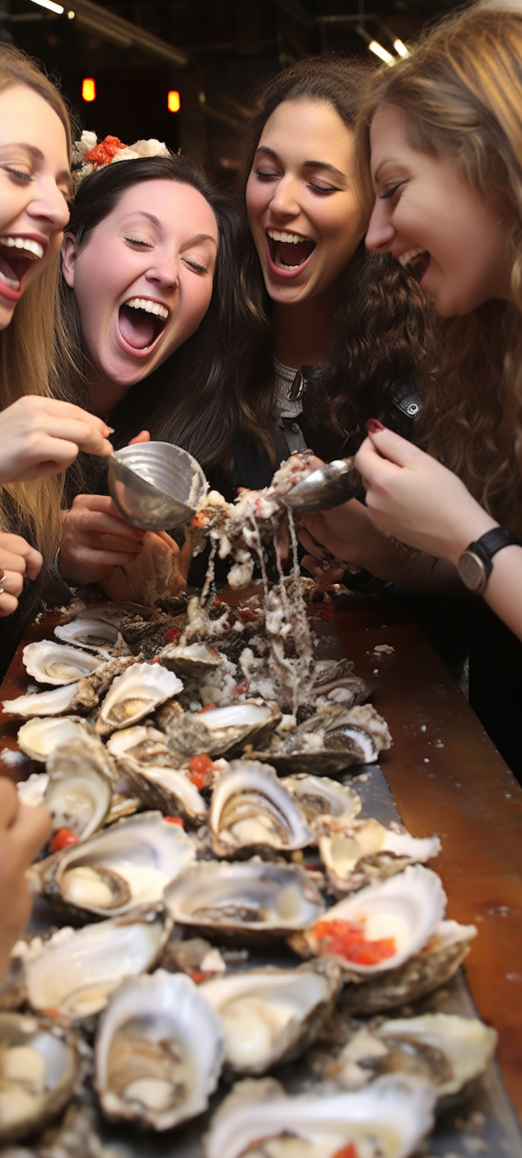 Women participating in annual oyster eating competition