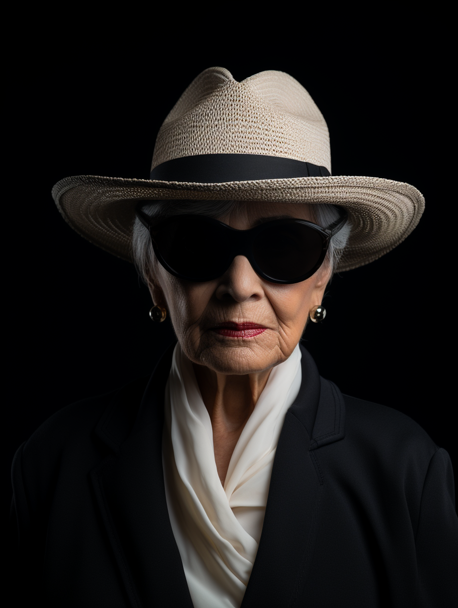 Portrait of a Woman in Sunglasses and Hat