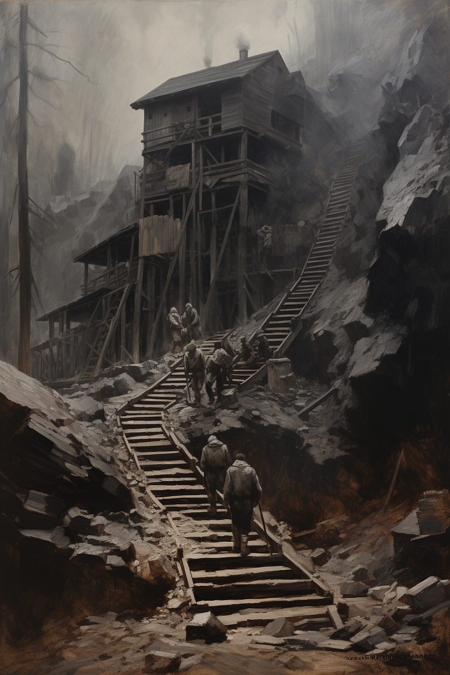 Detailed gold mine painting by Anselmo Ballester