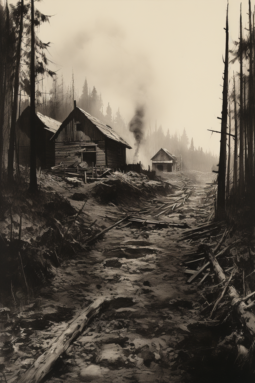 Anselmo Ballester's 1890s Logging Camp painting