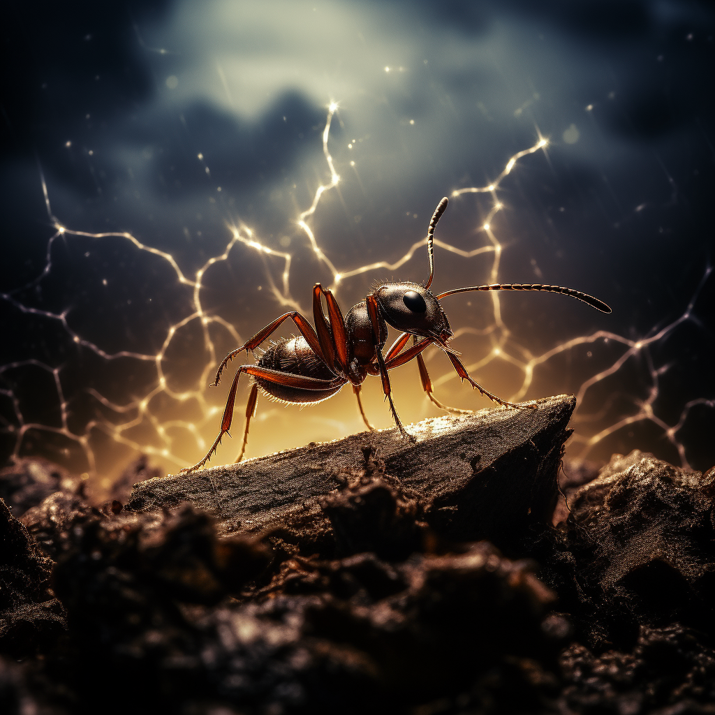 Ant struck by lightning