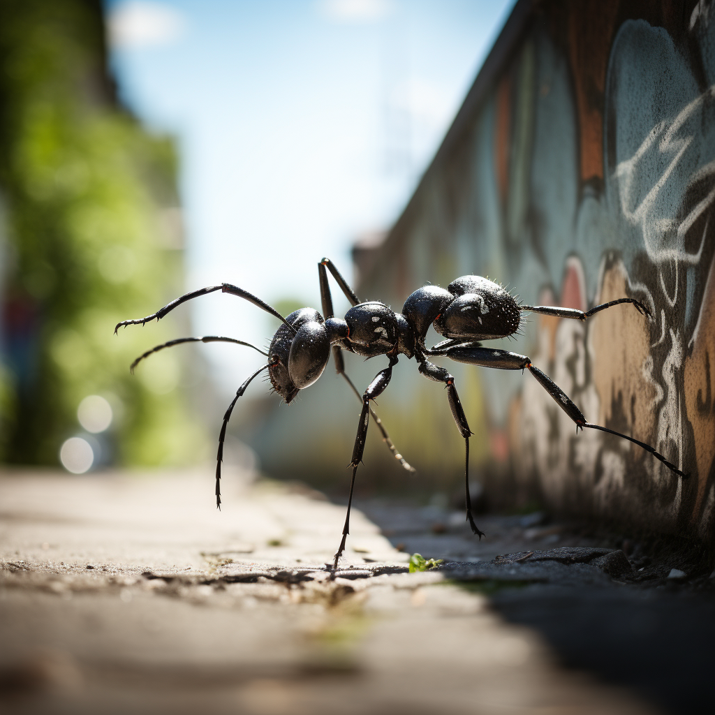 Ant running on wall