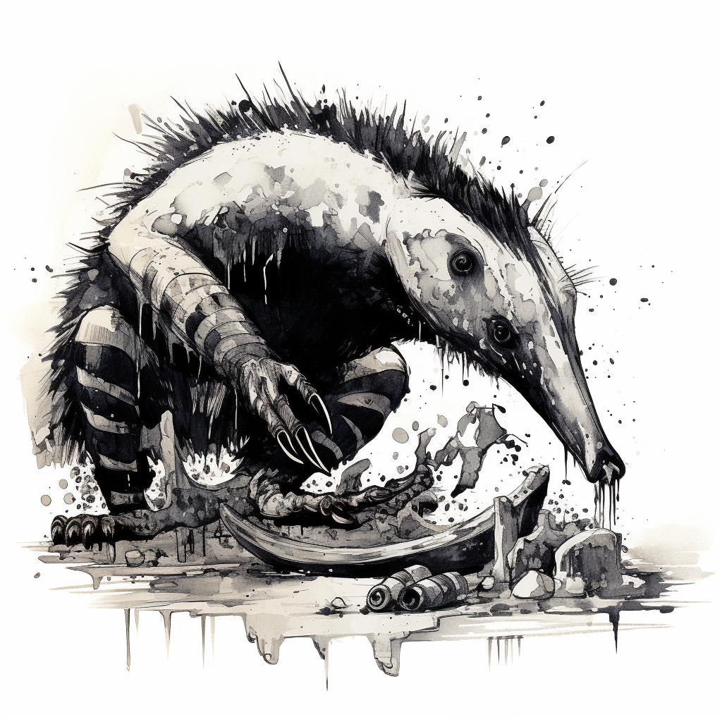 Illustration of anteater eating spicy ants