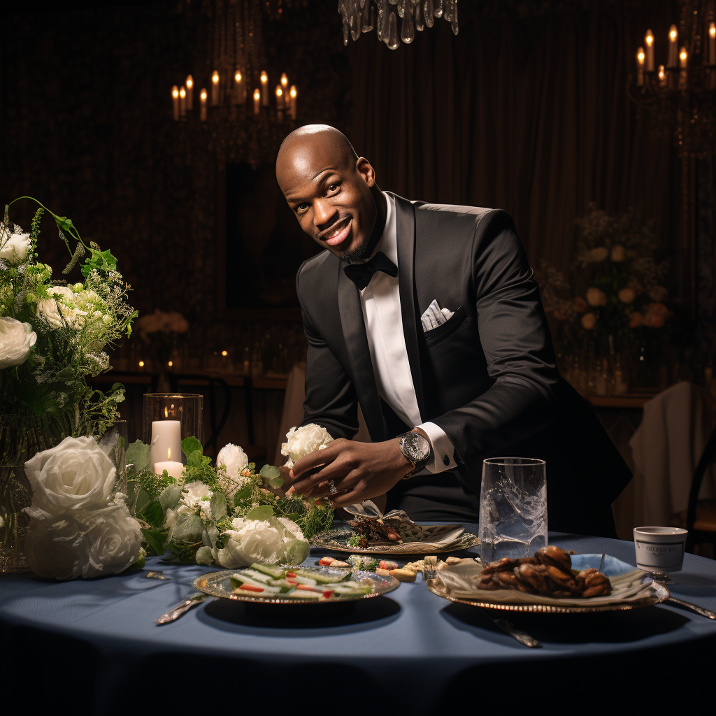 Anthony Edwards dribbling basketball on dinner table