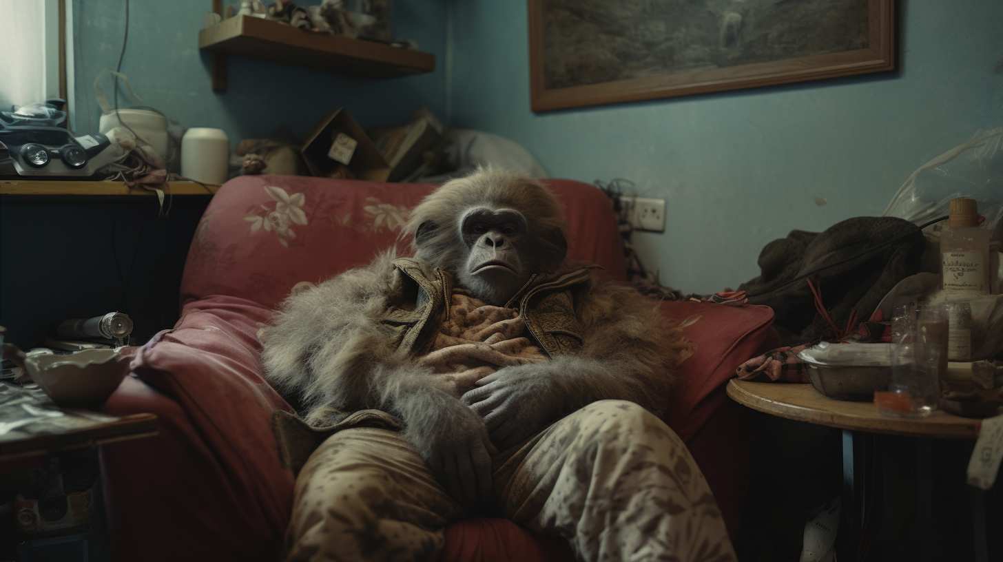 Anthro primate relaxing on a couch