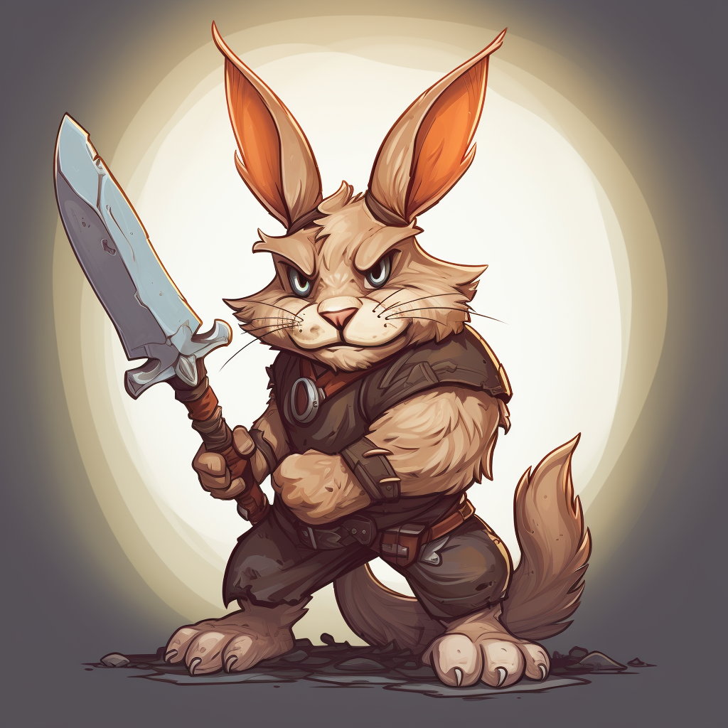 Cartoon rabbit with giant battle axe