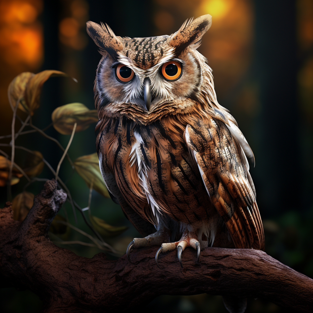 Beautiful anthropomorphic female brown owl