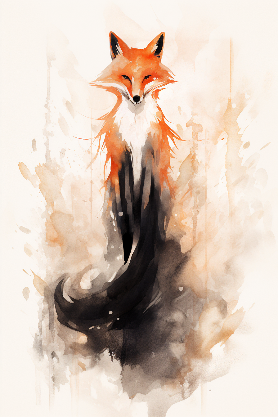 Anthropomorphic fox with eight tails in fantasy setting