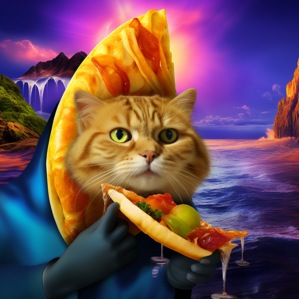 Cute Persian Cat Enjoying a Fish Taco