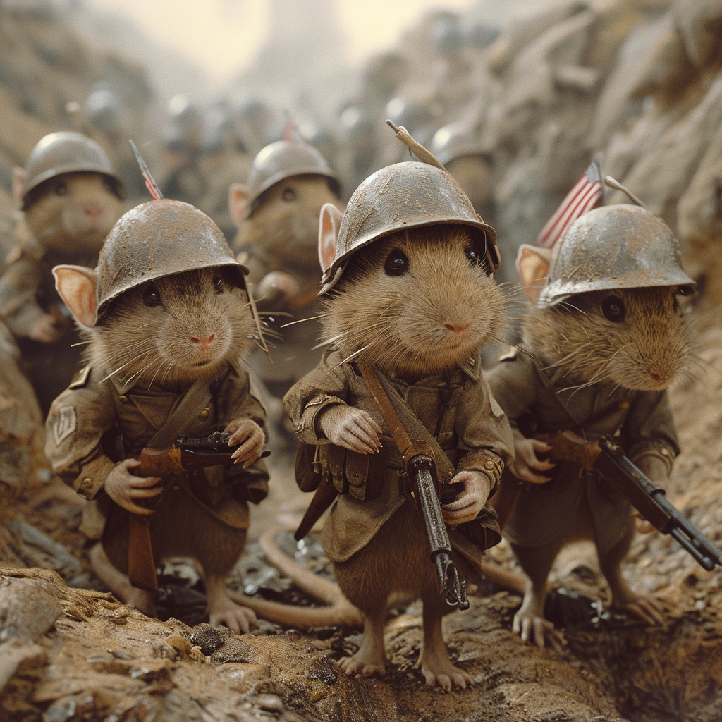 Rodent Soldiers in Trenches