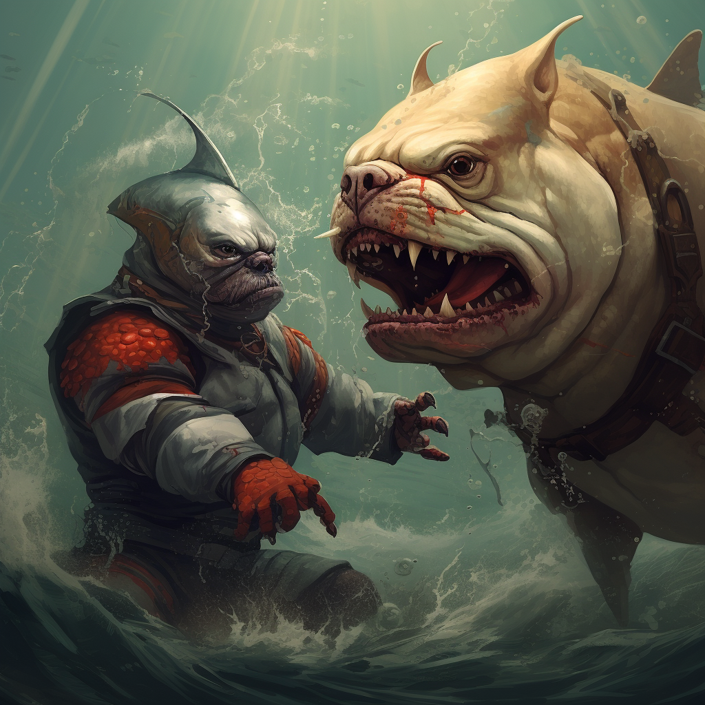 Funny Shark vs Bulldog Battle  ??