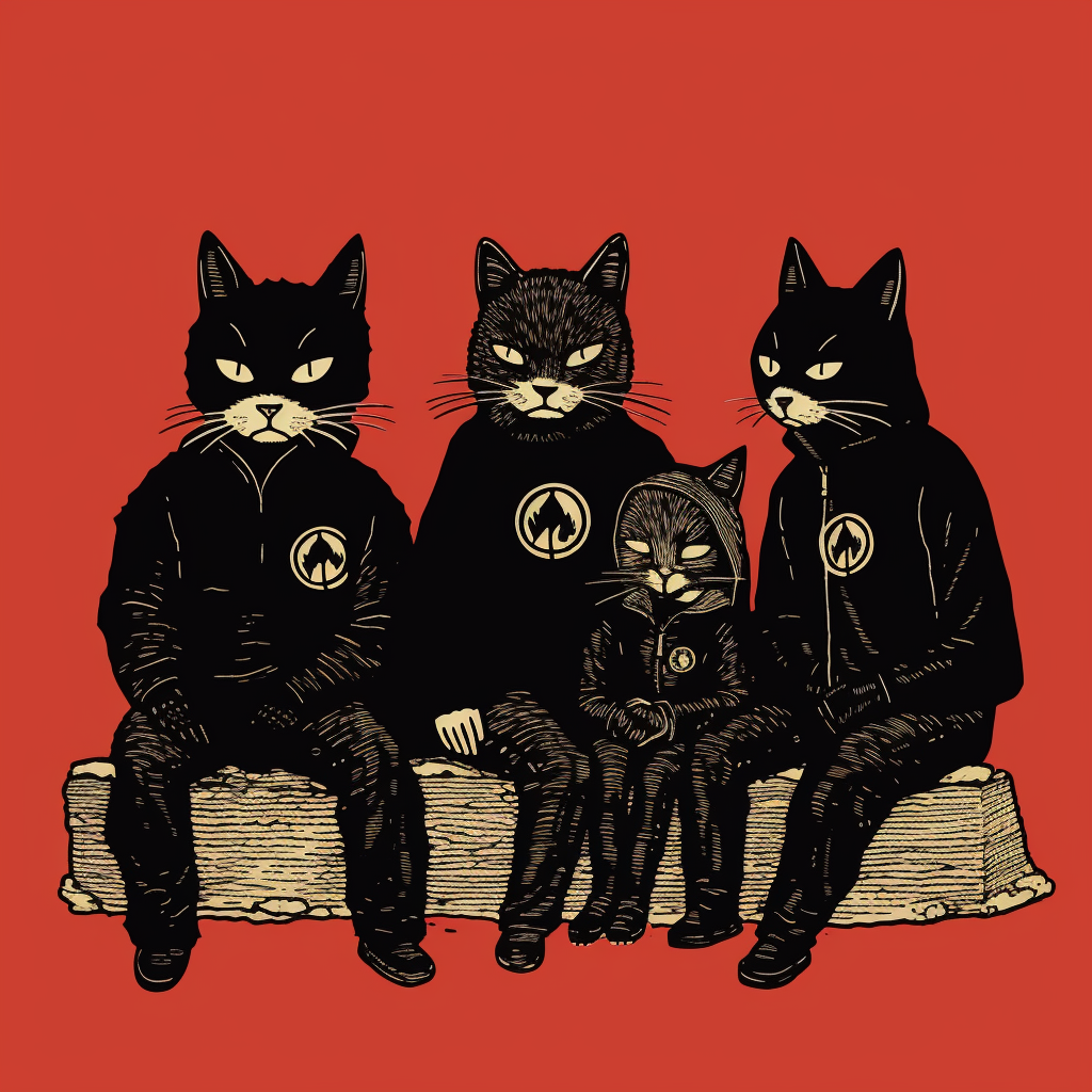 Antifa logo with cats by Edward Gorey