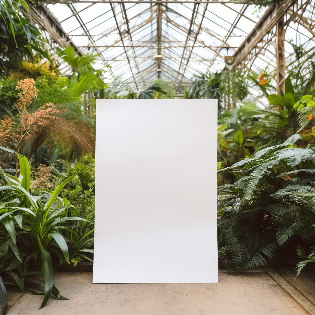 Antique blank paper in historical greenhouse