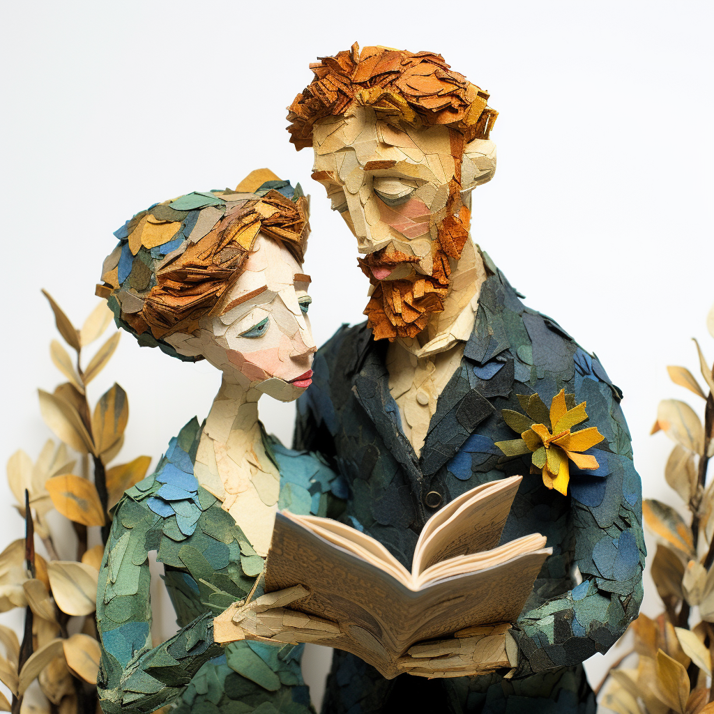 Van Gogh inspired antique book paper mâché dolls