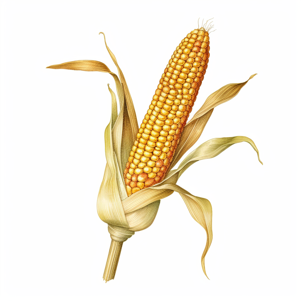 Vintage corn illustration on white background