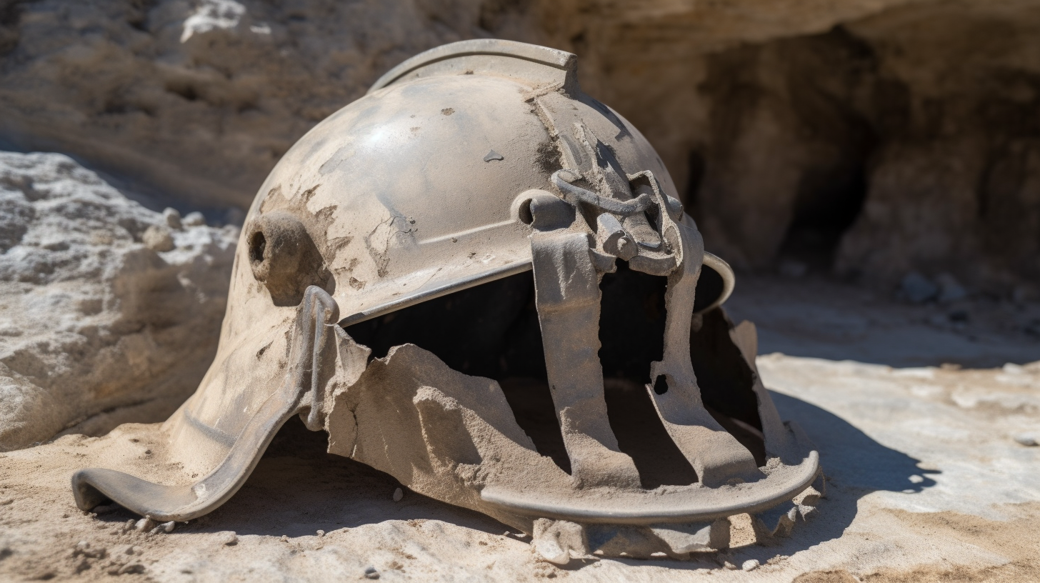 Antique Greek warrior helmet image