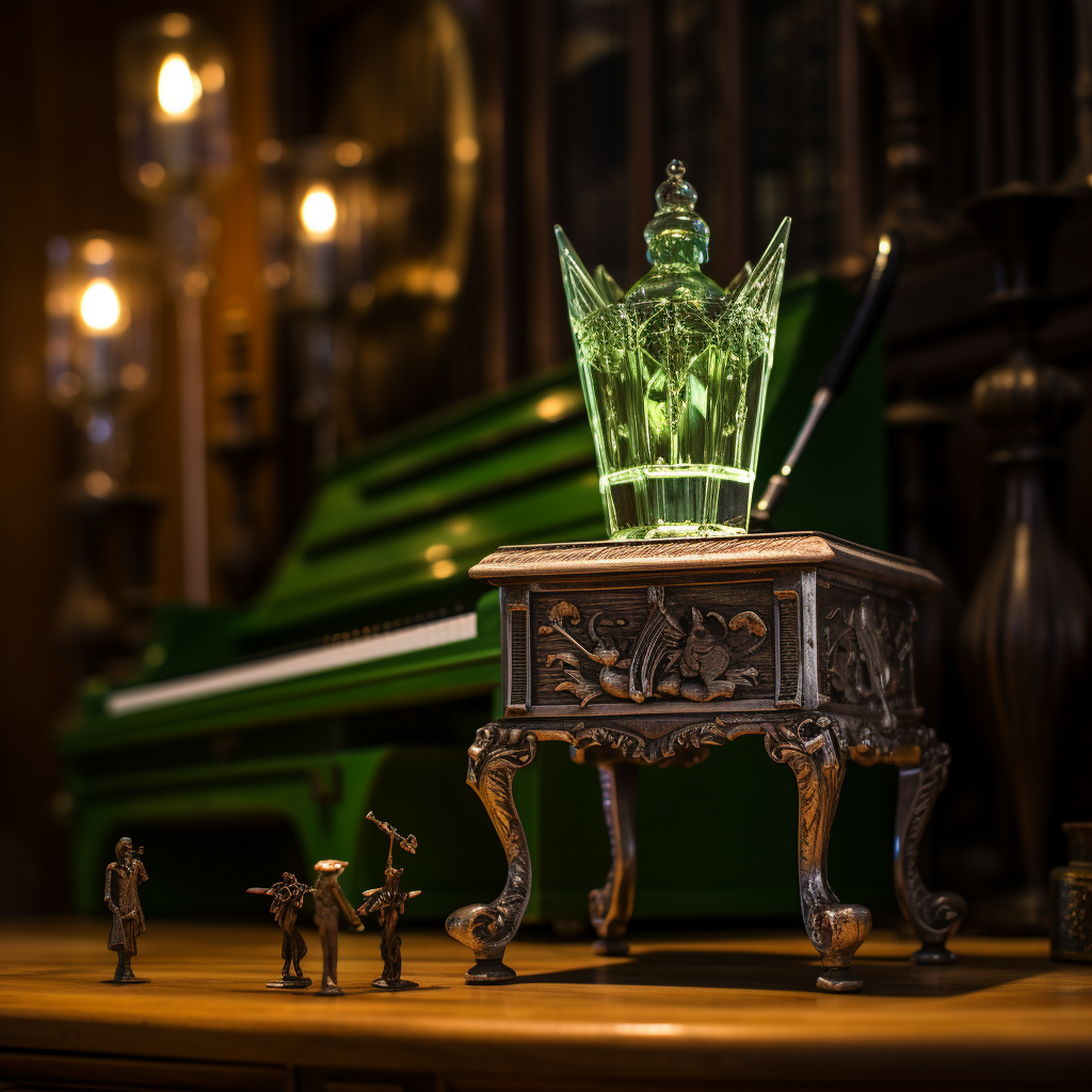 Closeup of Antique Pump Organ Keys with Absinthe Fairy