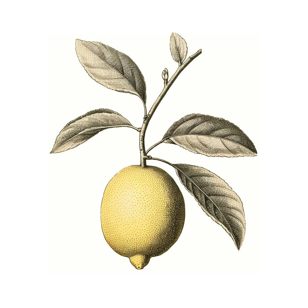 Antique drawing of a lemon