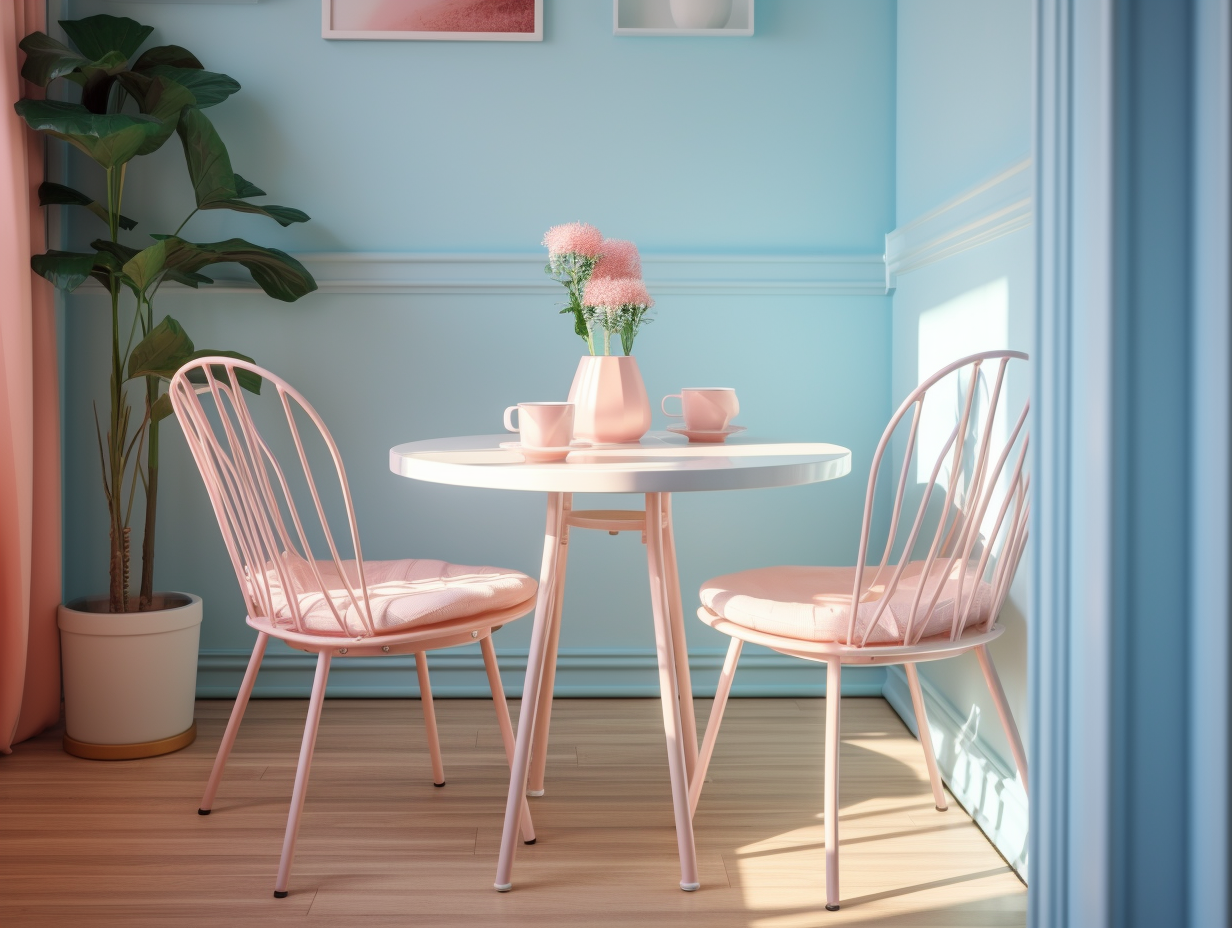 Apartment Dining Table Chairs Pink Sky Blue