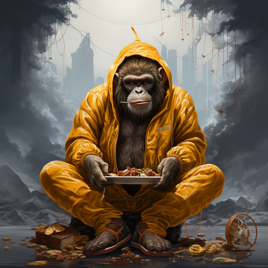 Ape Eating Rice Balls