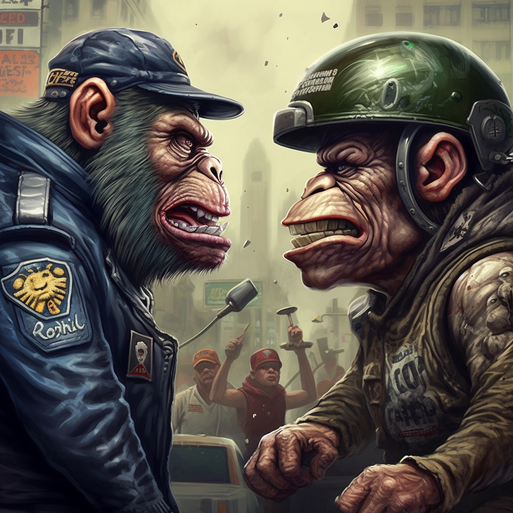 Ape criminal and pig cop in GTA style