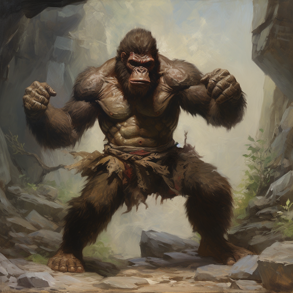 Menacing Ape Warrior Painting