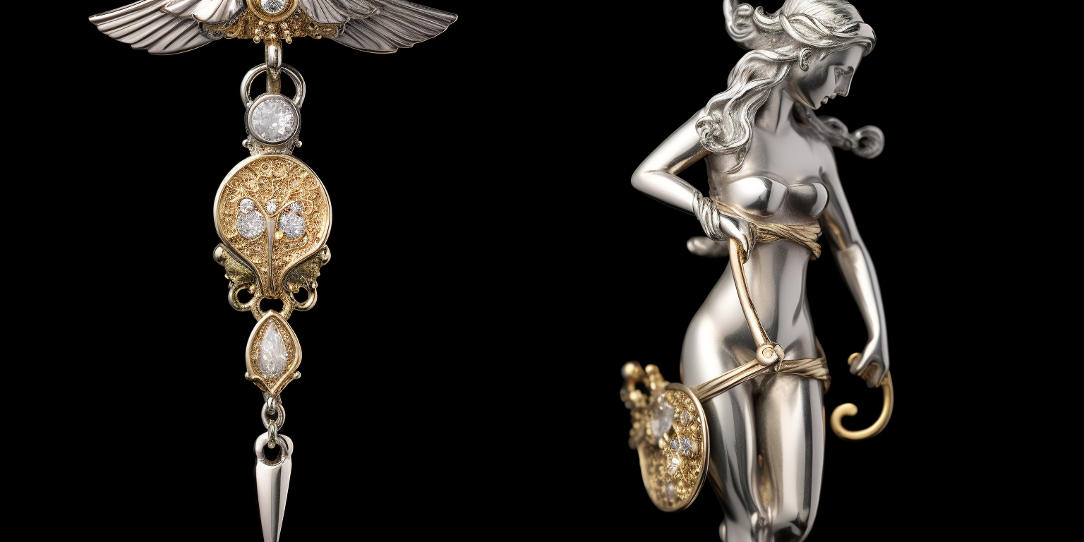 Apollo and Artemis silver jewel earring