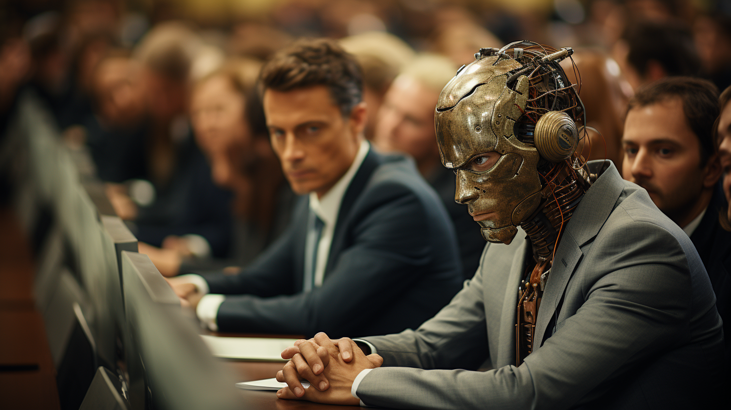 AI robot at an apology press conference