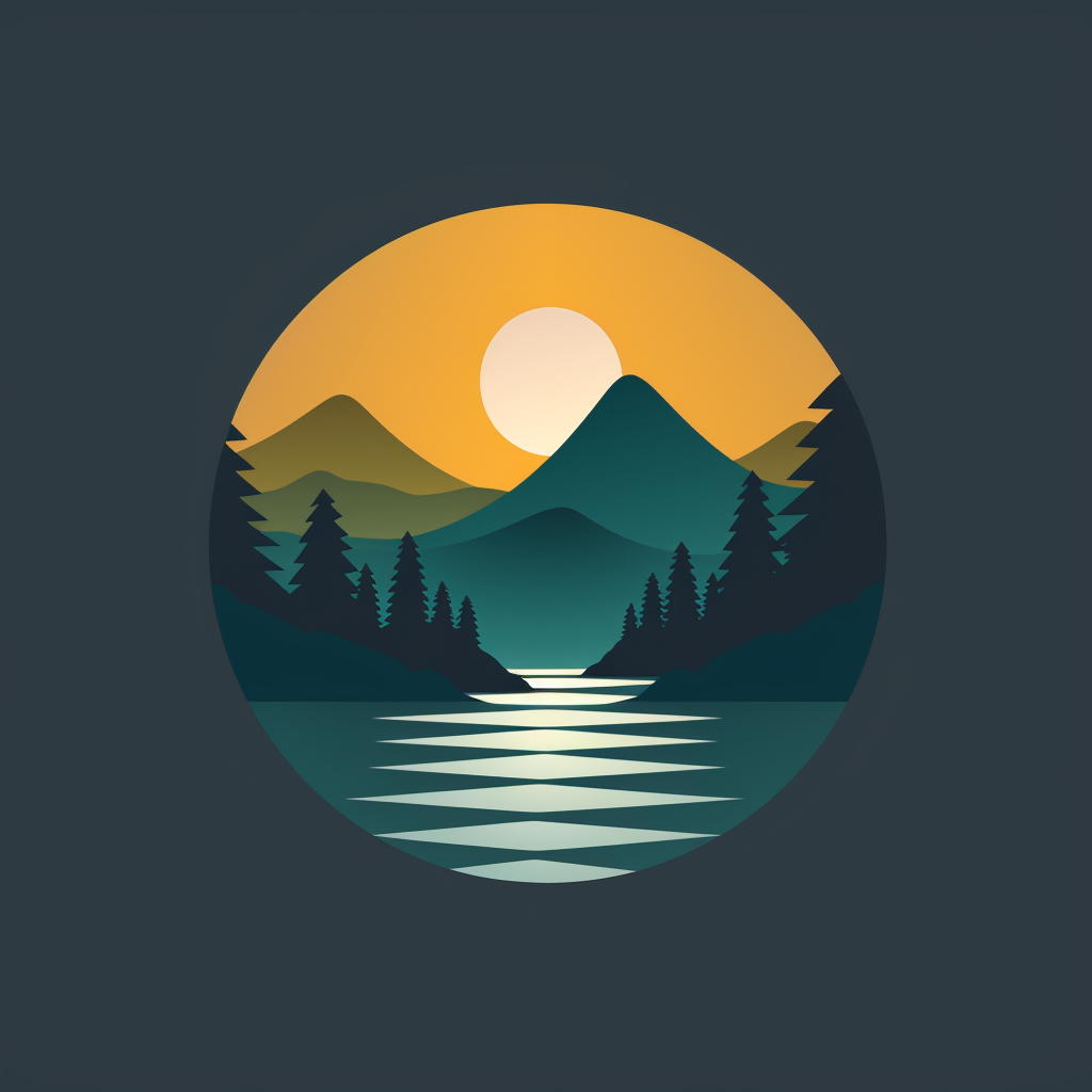 App logo with serene nature backdrop