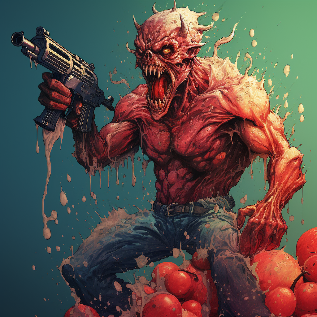 Apple cave demon with shotgun