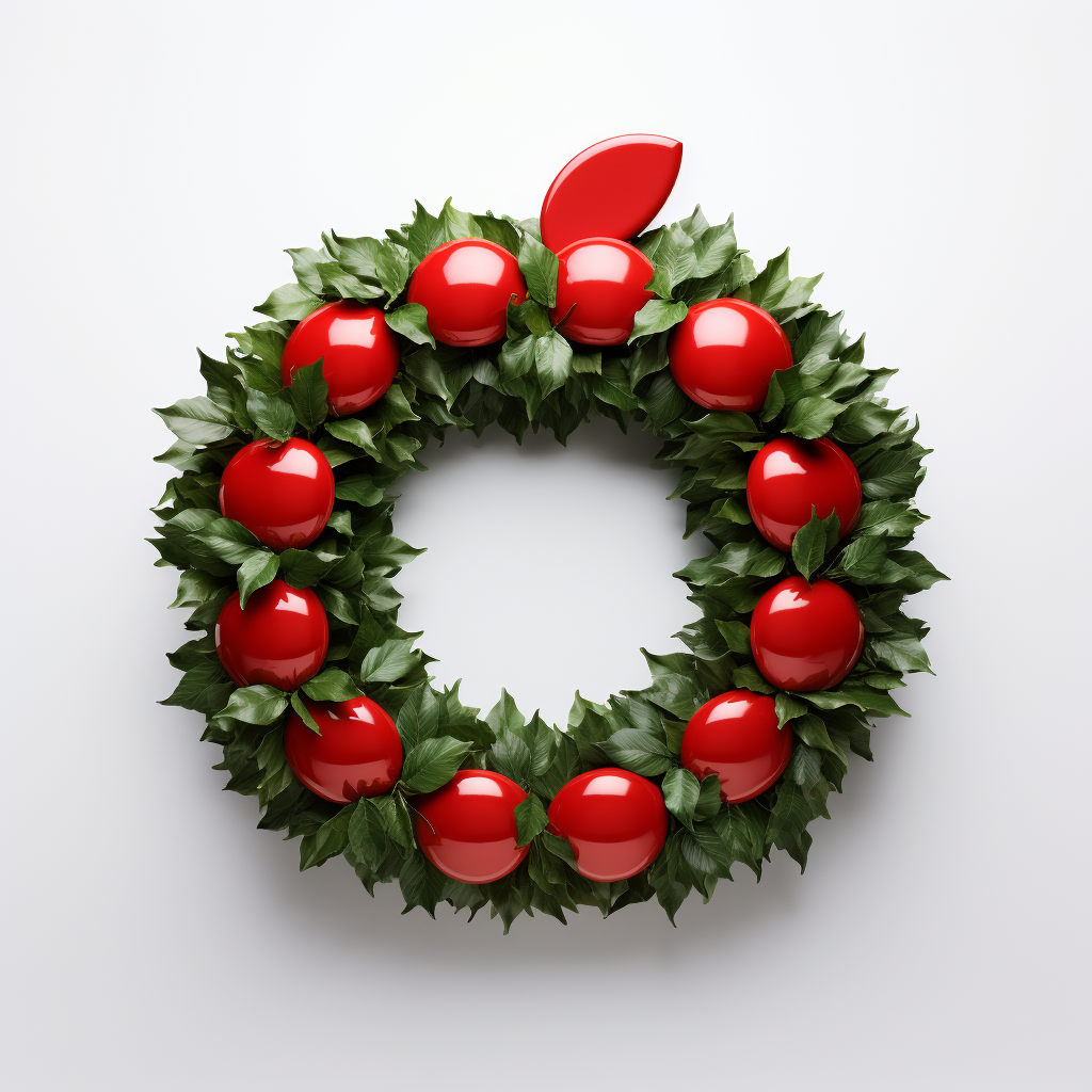 Apple Inc Logo with Christmas Wreaths Blend