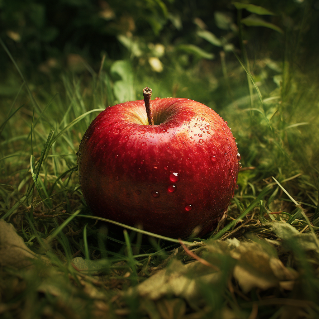 Apple seed on grass