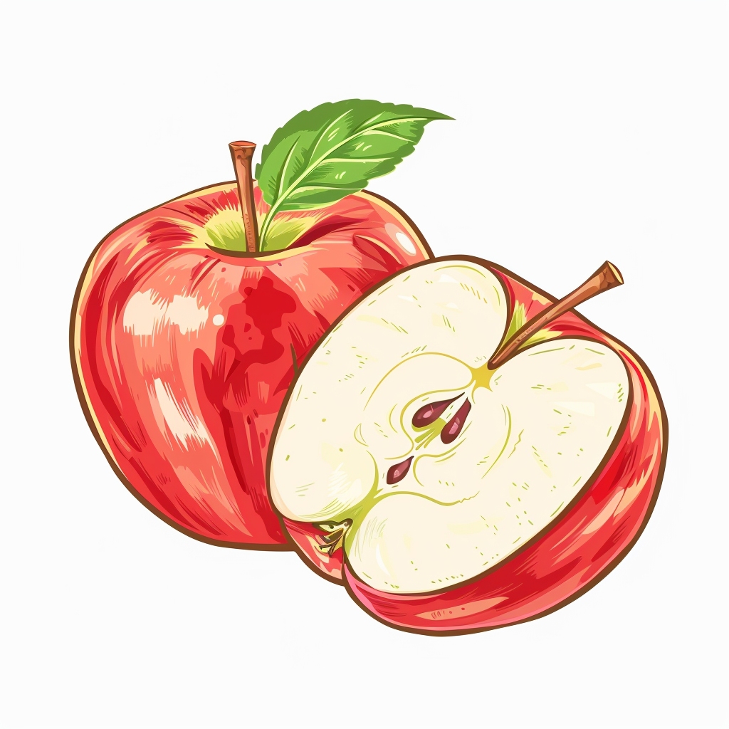 Half Apple Fruit Vector Picture