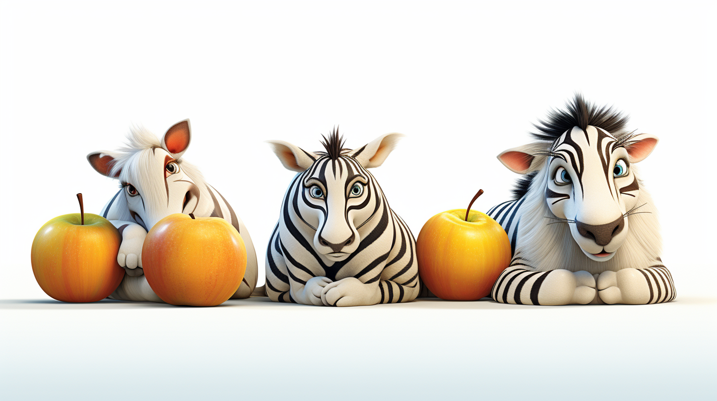 Cartoon Zebra Sleeping on Apple