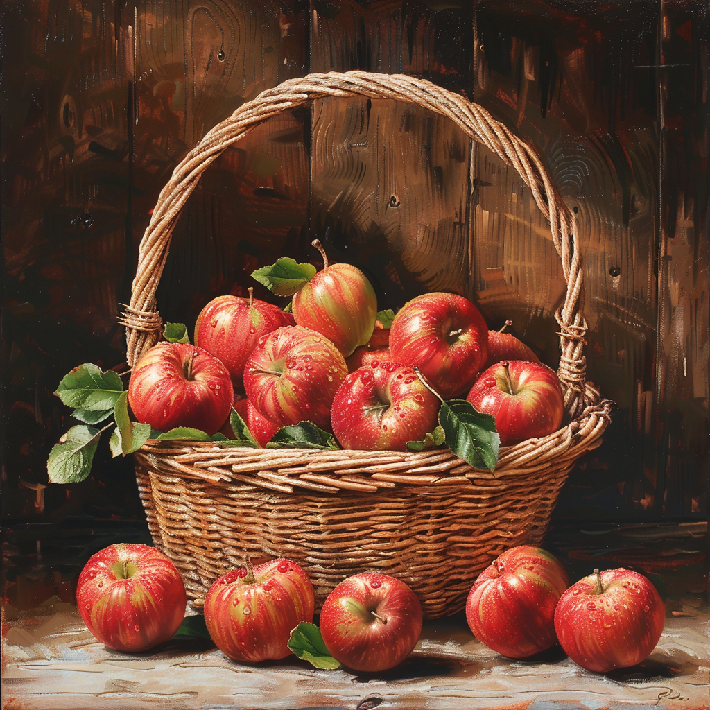 Apples in rustic basket