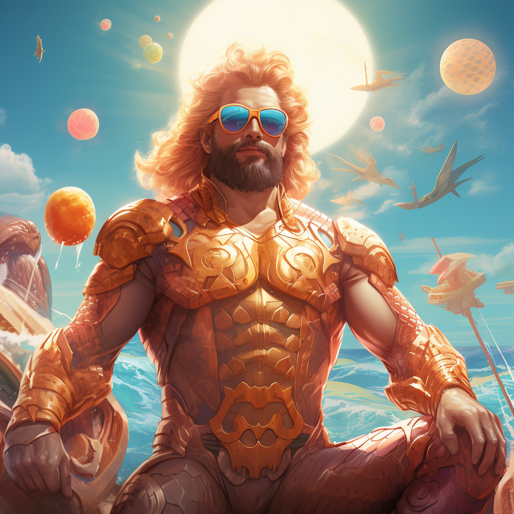 Aquaman with Rescue Donuts on Sunny Beach