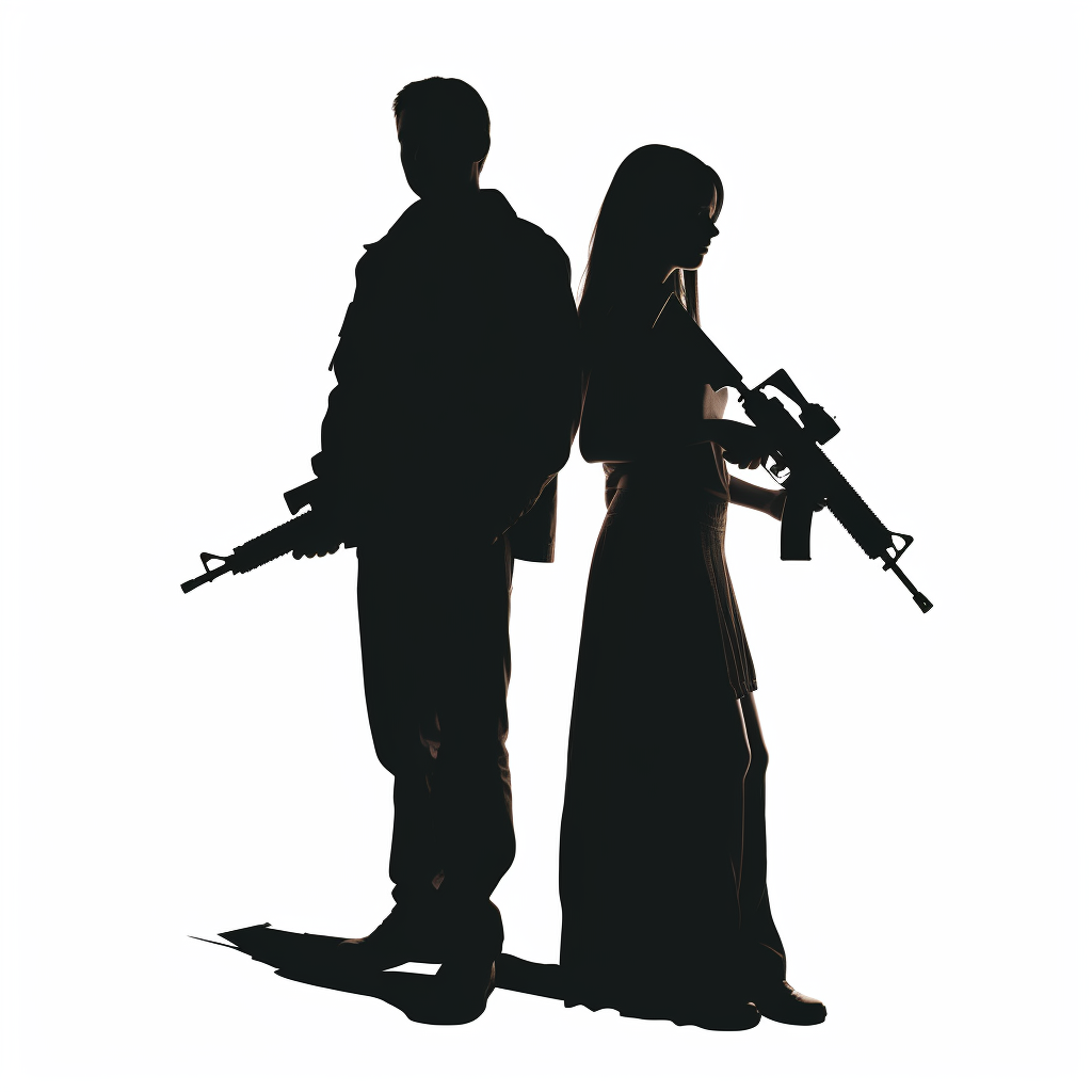 AR-15 rifle silhouette supporting woman