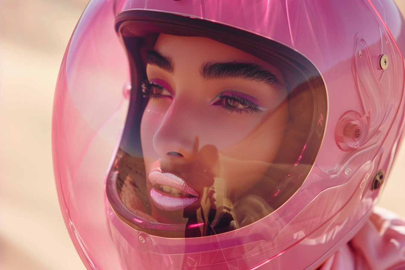 Arab girl in futuristic helmet