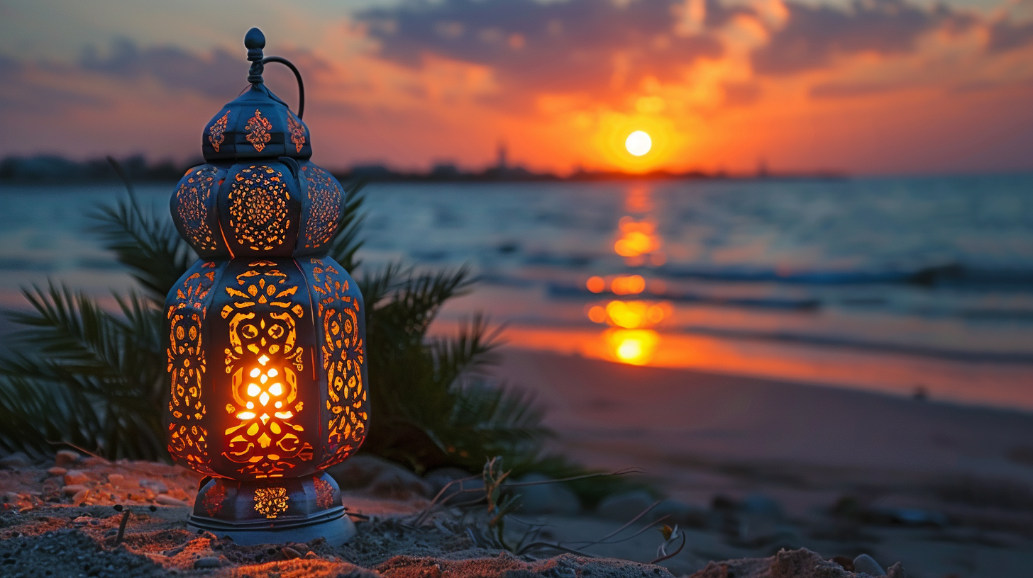 Arab Lantern Burning Candle Glow