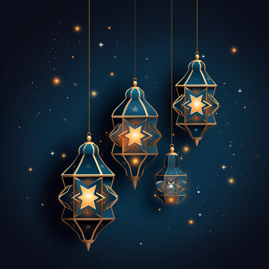 Decorative Arab Lanterns and Stars Illustration