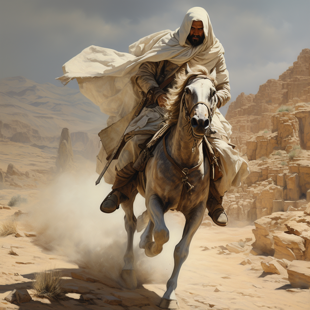 Furious Arab Muslim Warrior on Horseback